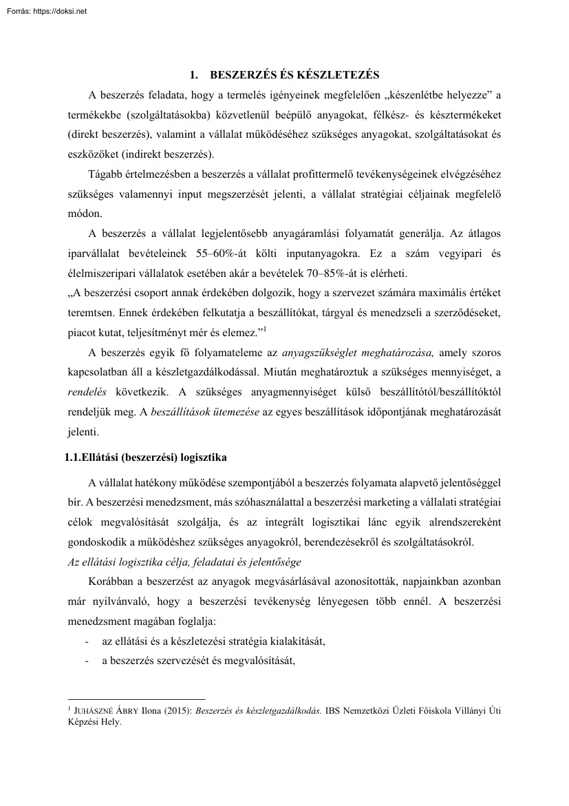 Beszerzés és készletezés