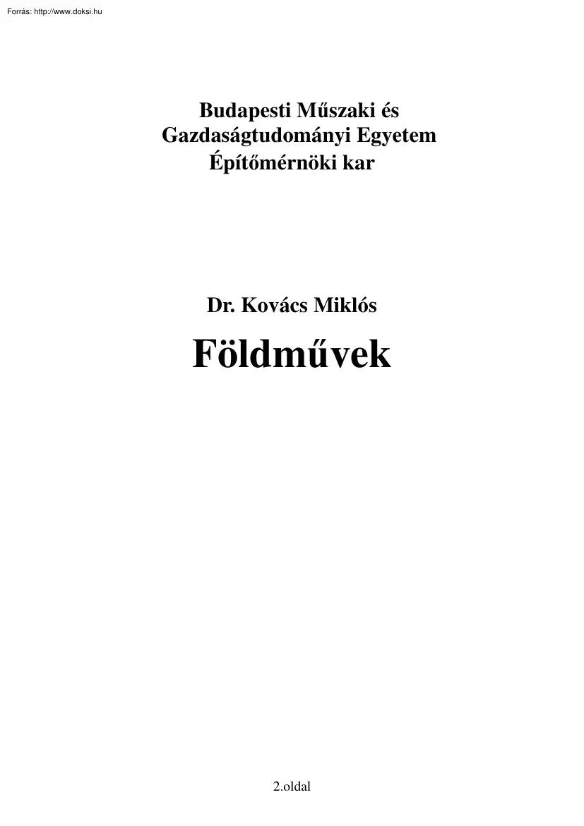 Dr. Kovács János - Földművek jegyzet