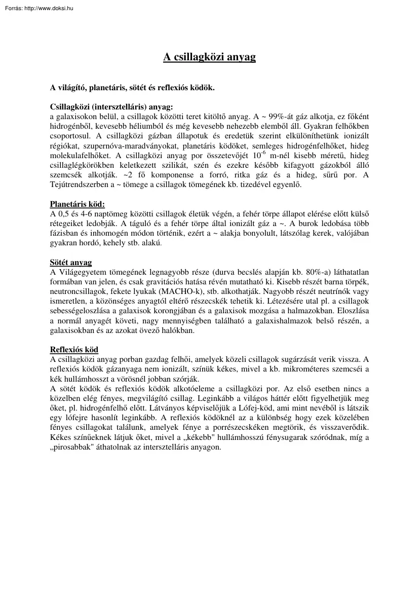 A csillagközi anyag