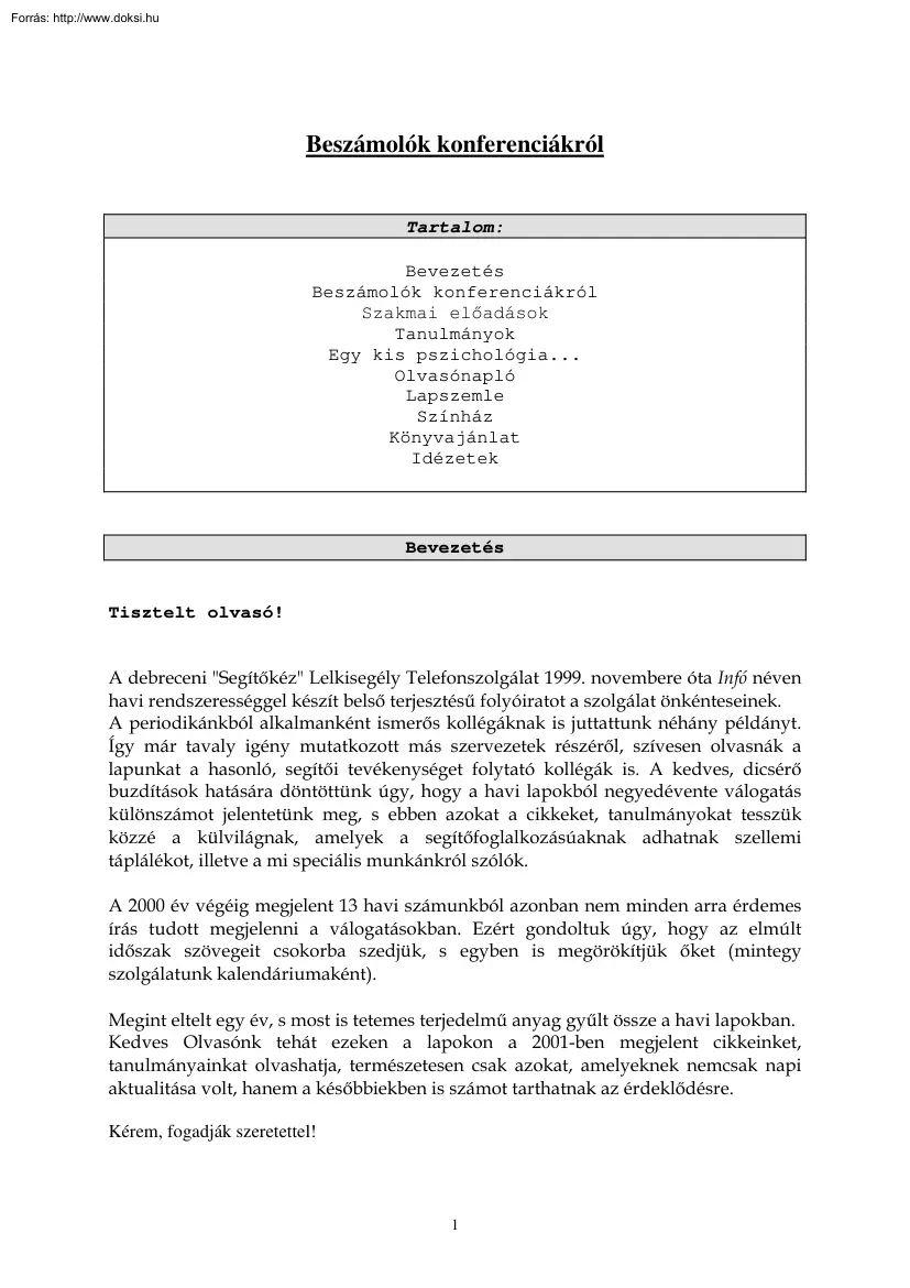 Beszámolók konferenciákról