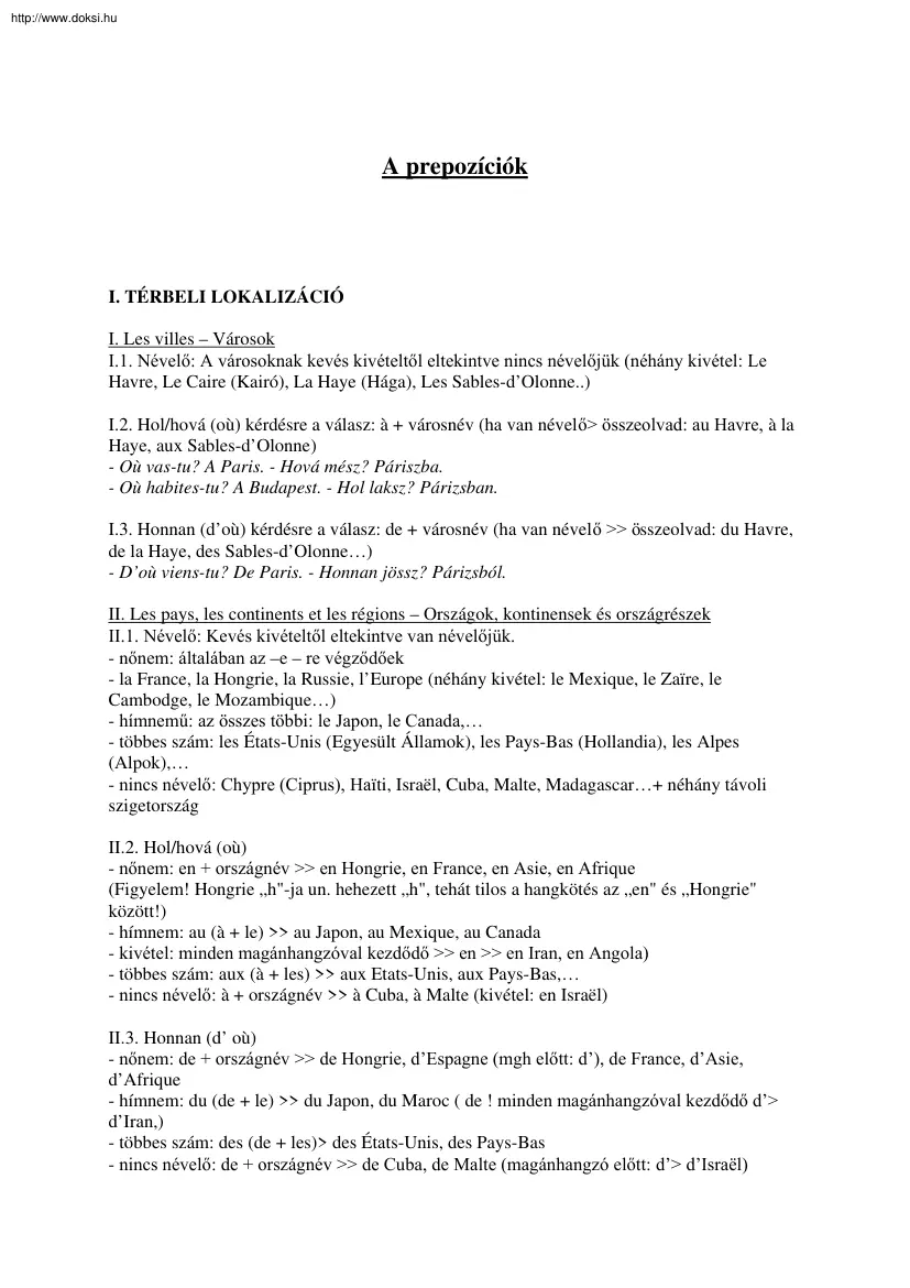 A prepozíciók