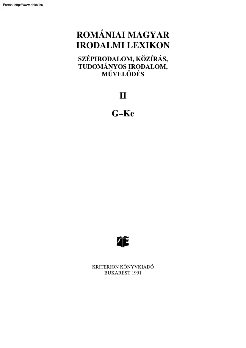 Romániai Magyar Irodalmi Lexikon G–,Ke II