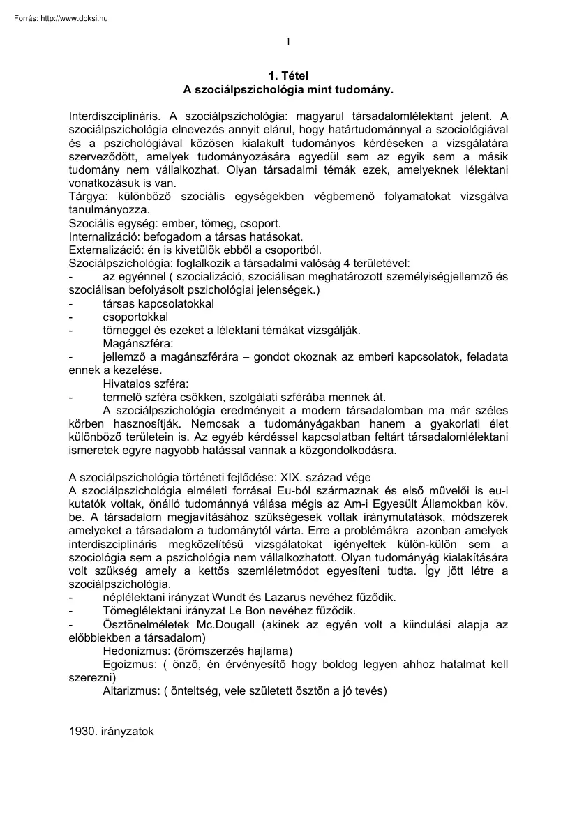 A szociálpszichológiáról röviden