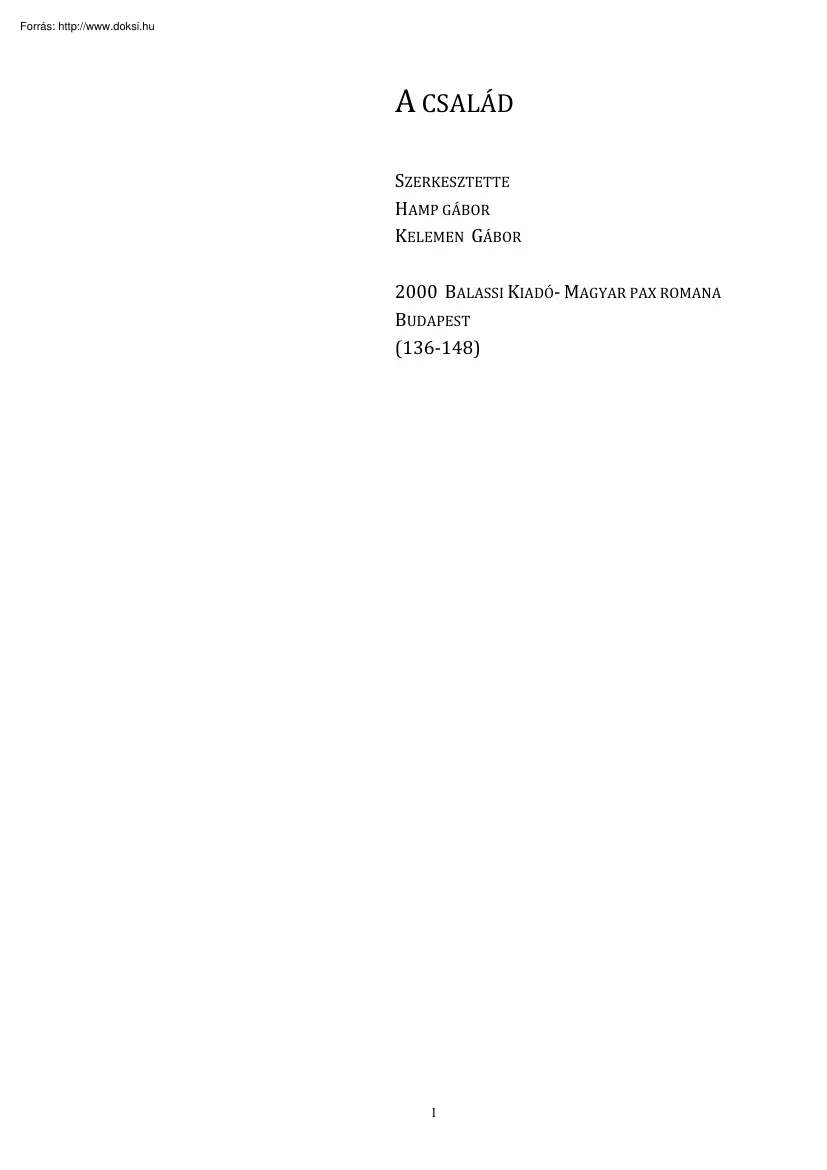 Buda Béla - A család segítésének útjai