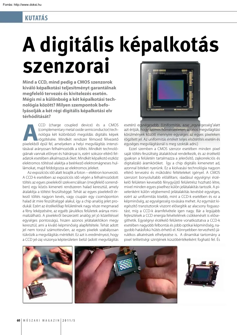 A digitális képalkotás szenzorai