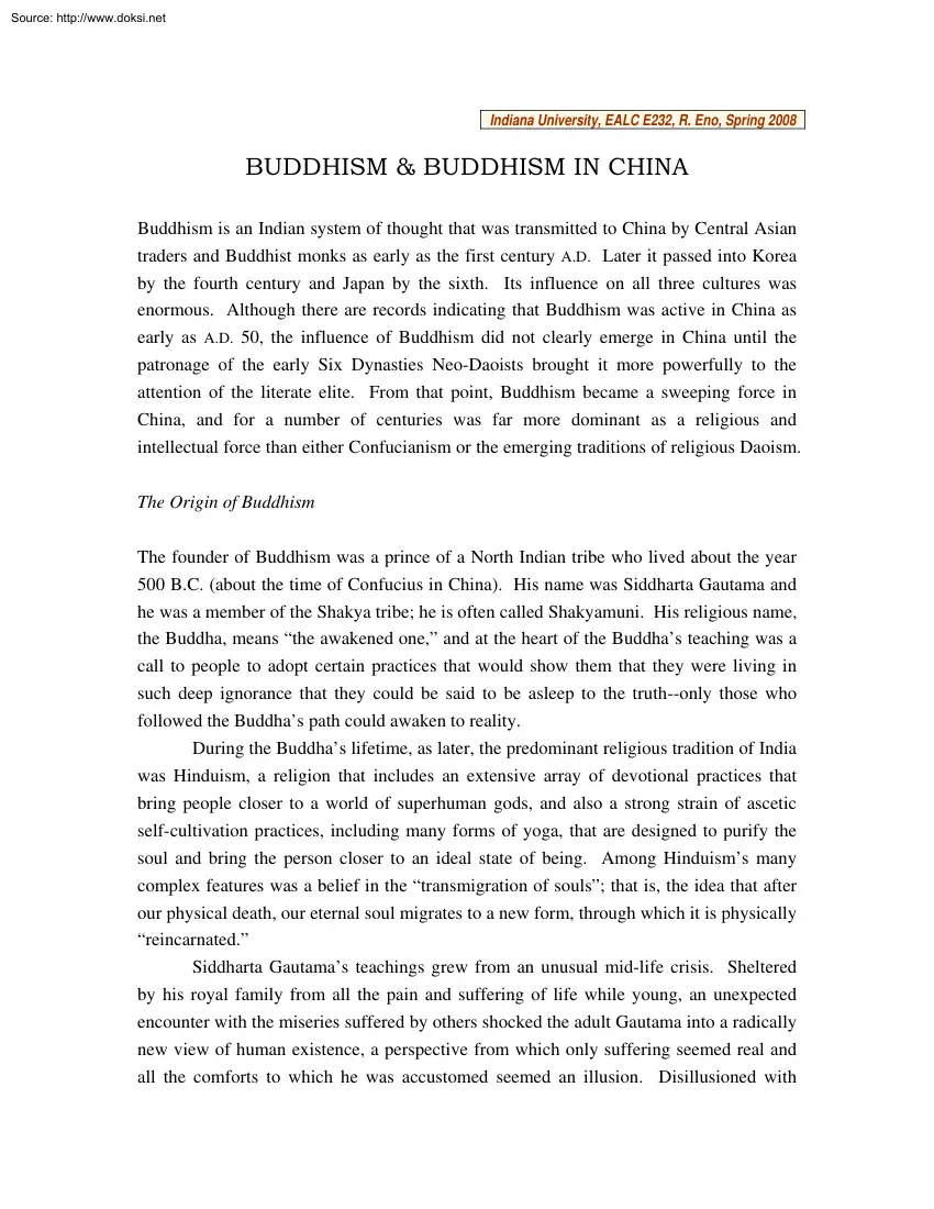 Buddhism and Buddhism in China