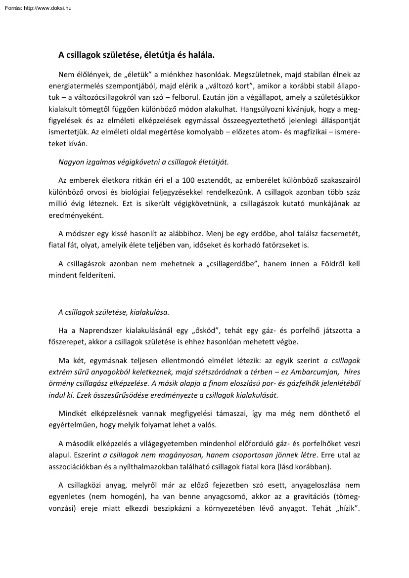 Orha Zoltán - A csillagok születése, életútja és halála