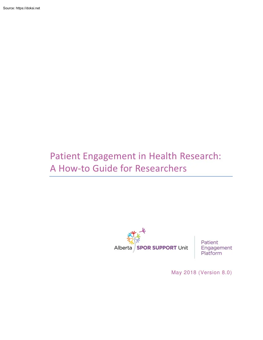 Patient Engagement in Health Research, A How-to Guide for Researchers