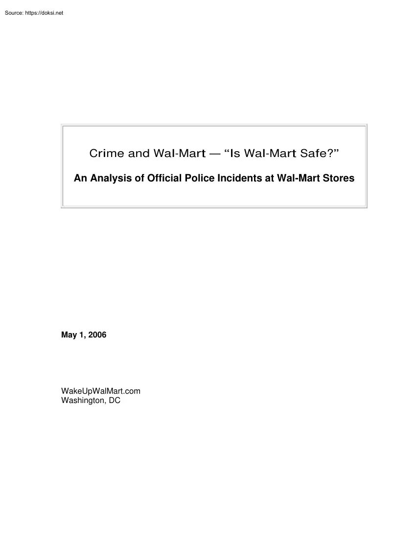 Crime and WalMart, Is WalMart Safe