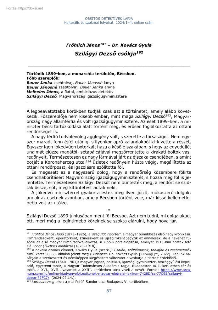 Dr. Kovács Gyula - Szilágyi Dezső csókja