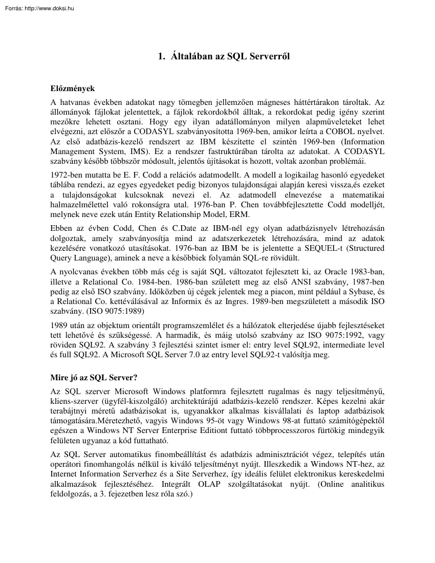 MS SQL 2000 tételek