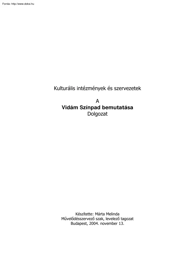 Márta Melinda - A Vidám Színpad bemutatása