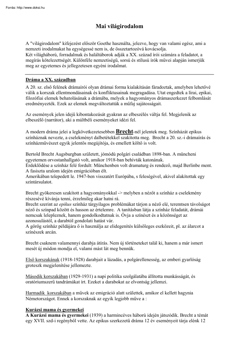 Mai világirodalom