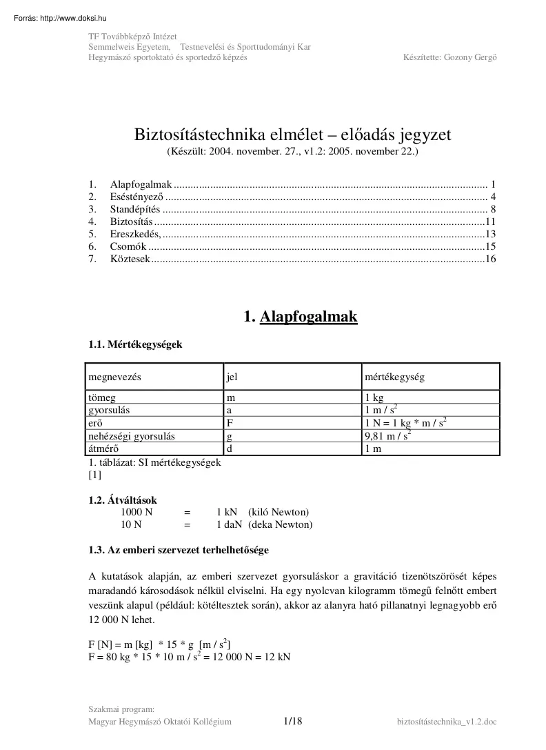 Biztosítástechnika elmélet