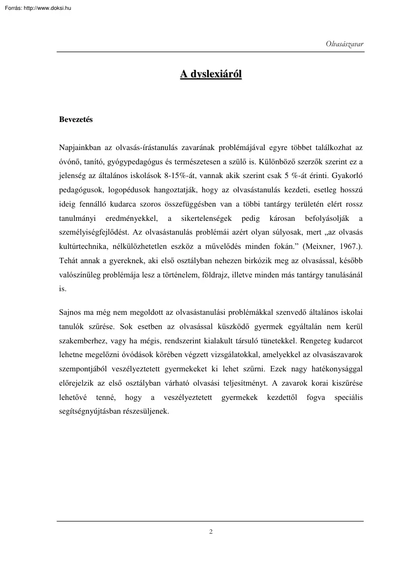 A dyslexiáról