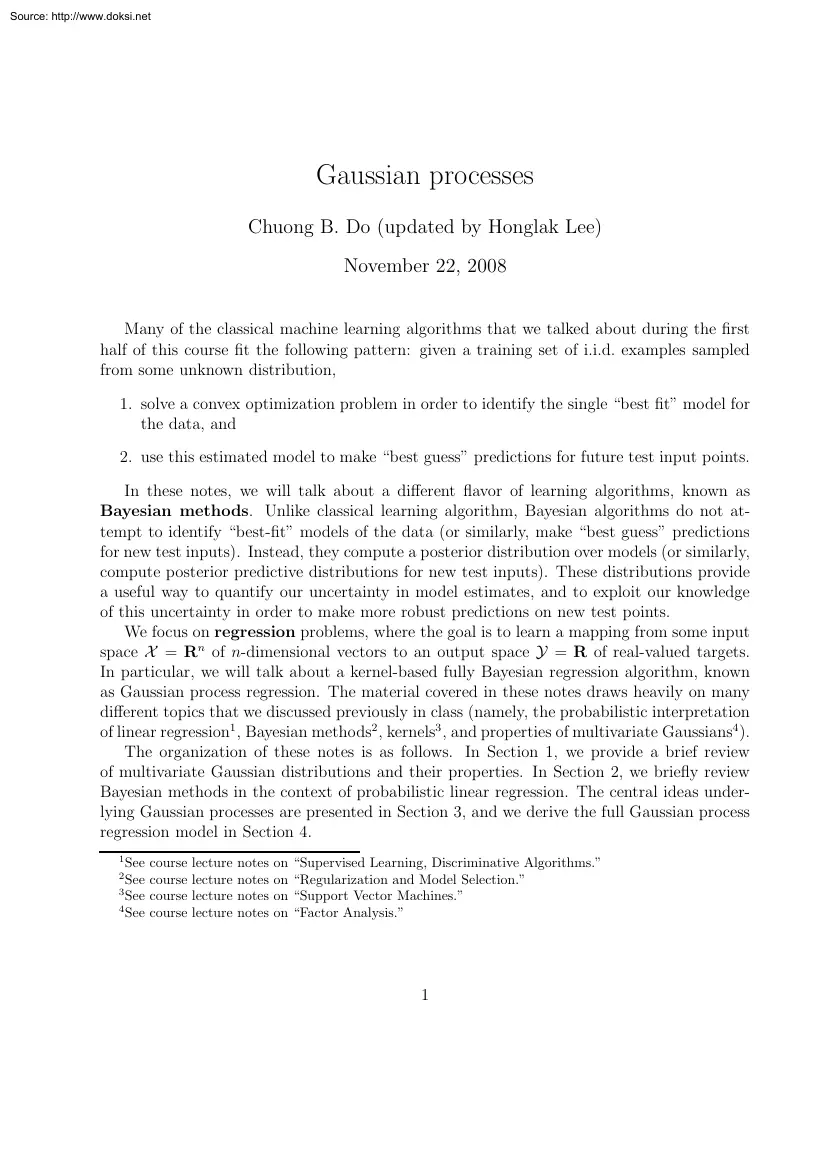 Chuong B. Do - Gaussian processes