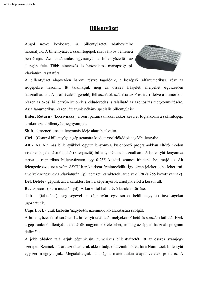 A billentyűzet