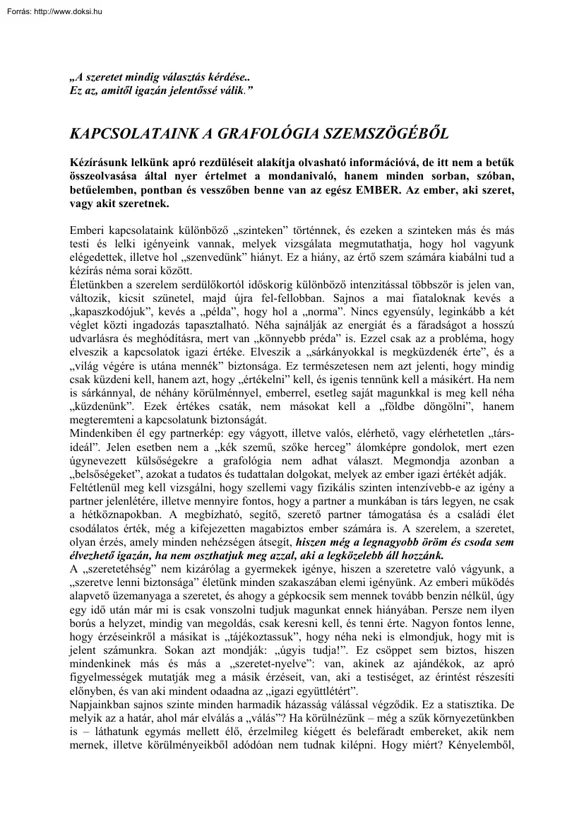 Soóky Andrea - Kapcsolataink a grafológia szemszögéből