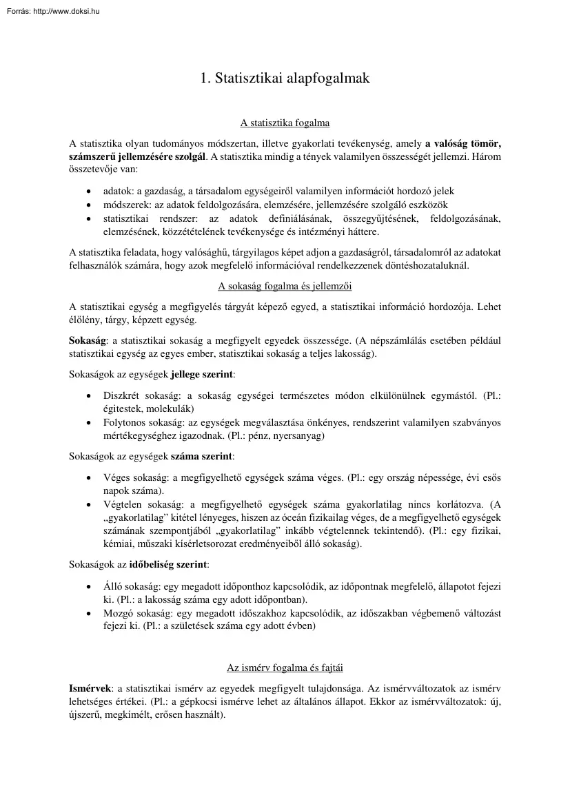 Bánár Ákos - Statisztikai alapfogalmak