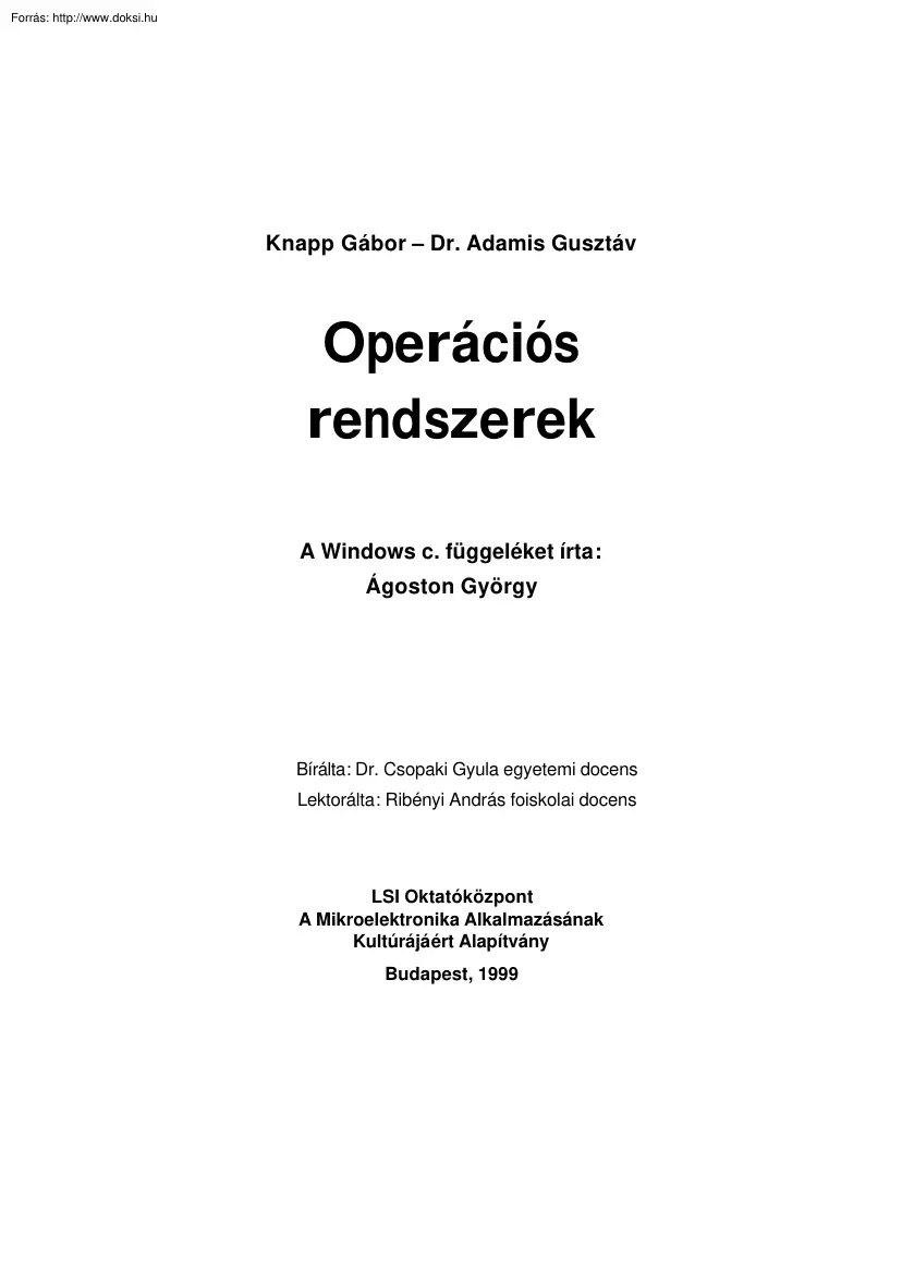 Knapp-Adamis - Operációs rendszerek