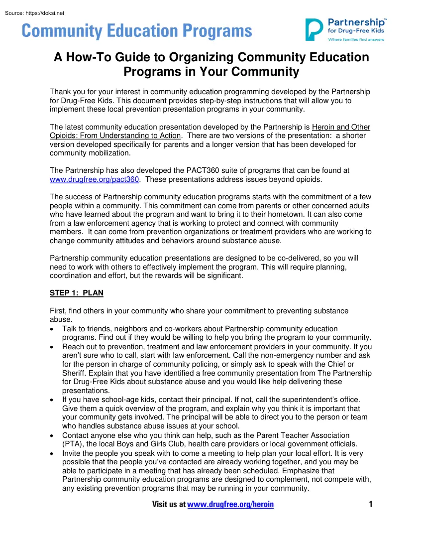A How To Guide to Organizing Community Education Programs in Your Community