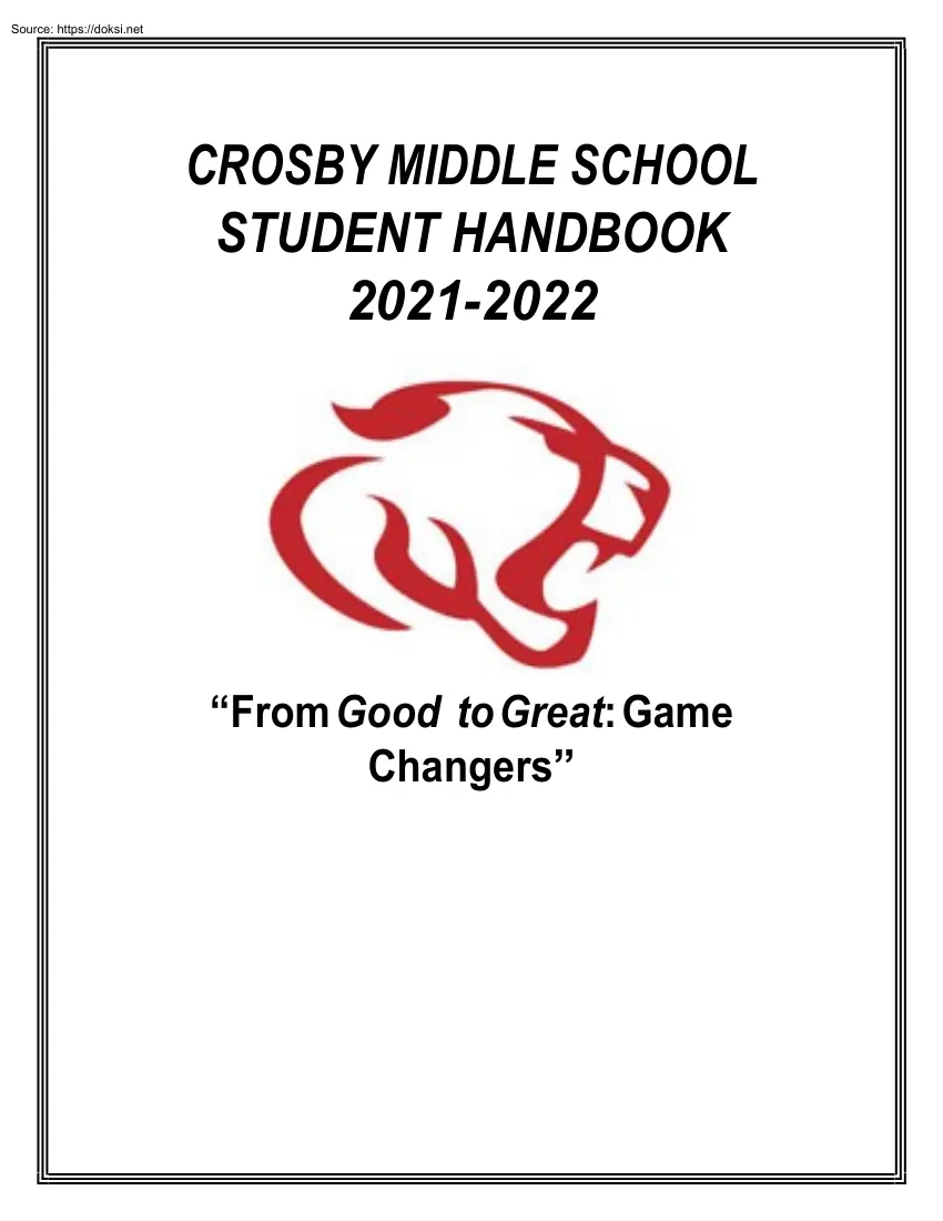 Crosby Middle School, Student Handbook