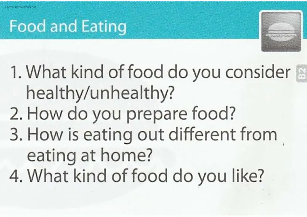 Food and eating, szókártyák