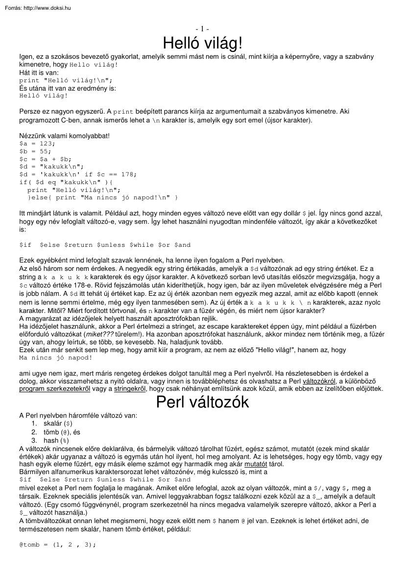 Verhás Péter - Perl könyv