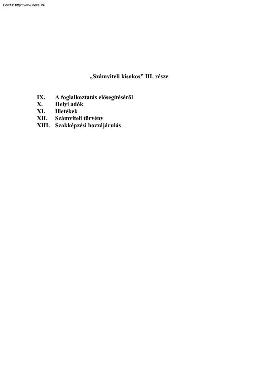 Számviteli kisokos III