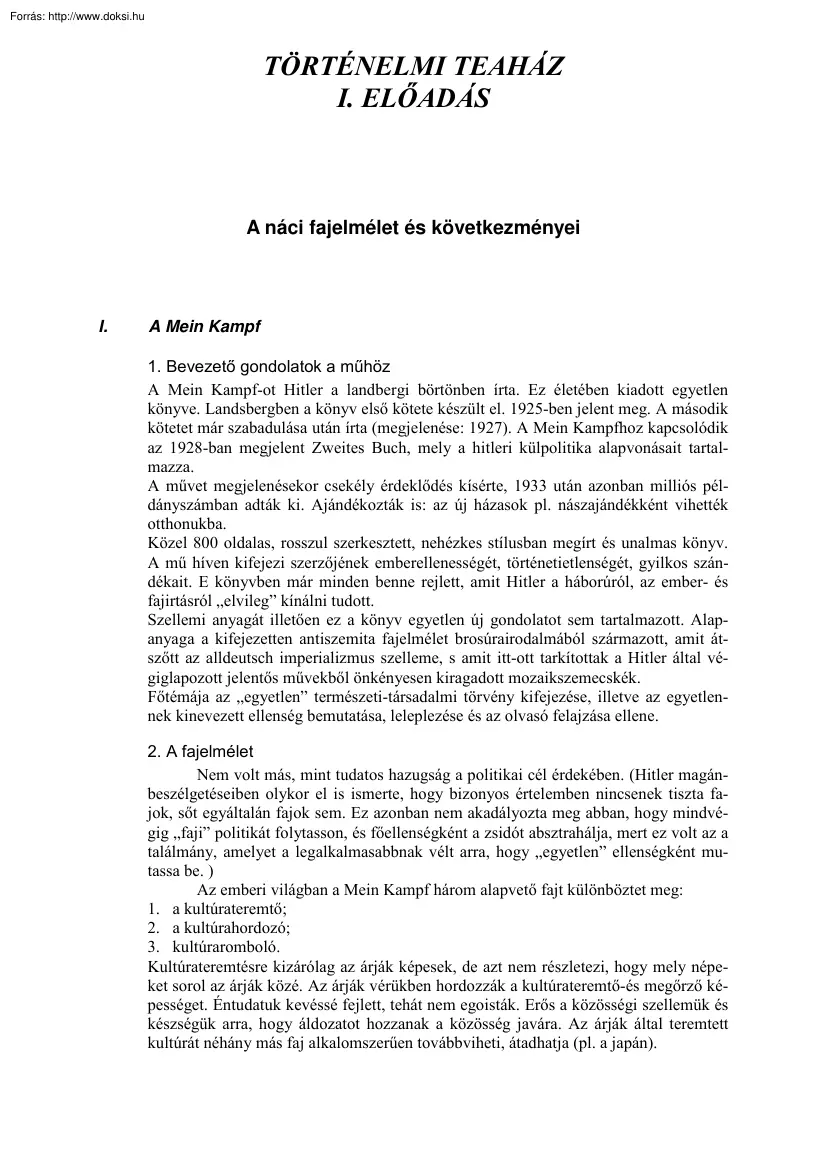 A náci fajelmélet és következményei