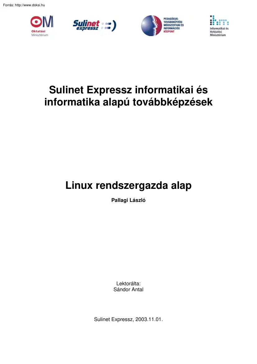 Pallagi László - Linux rendszergazda alap
