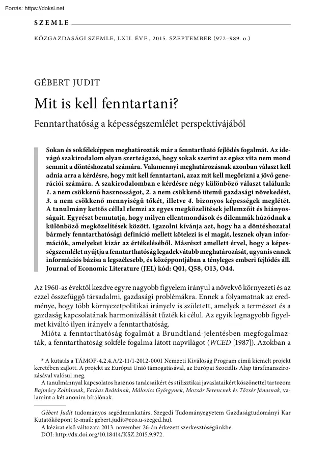 Gébert Judit - Mit is kell fenntartani? Fenntarthatóság a képességszemlélet