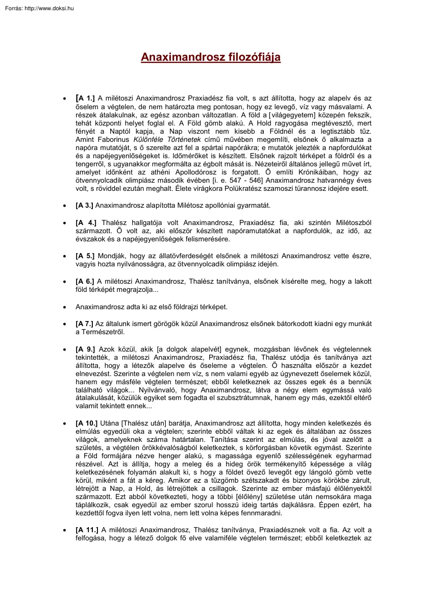 Anaximandrosz filozófiája