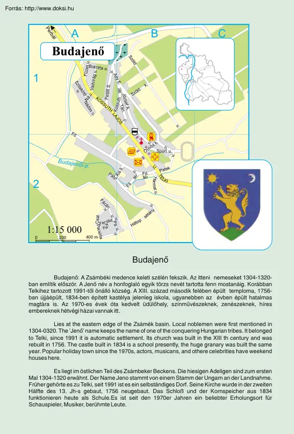 Budajenő térképe és rövid története