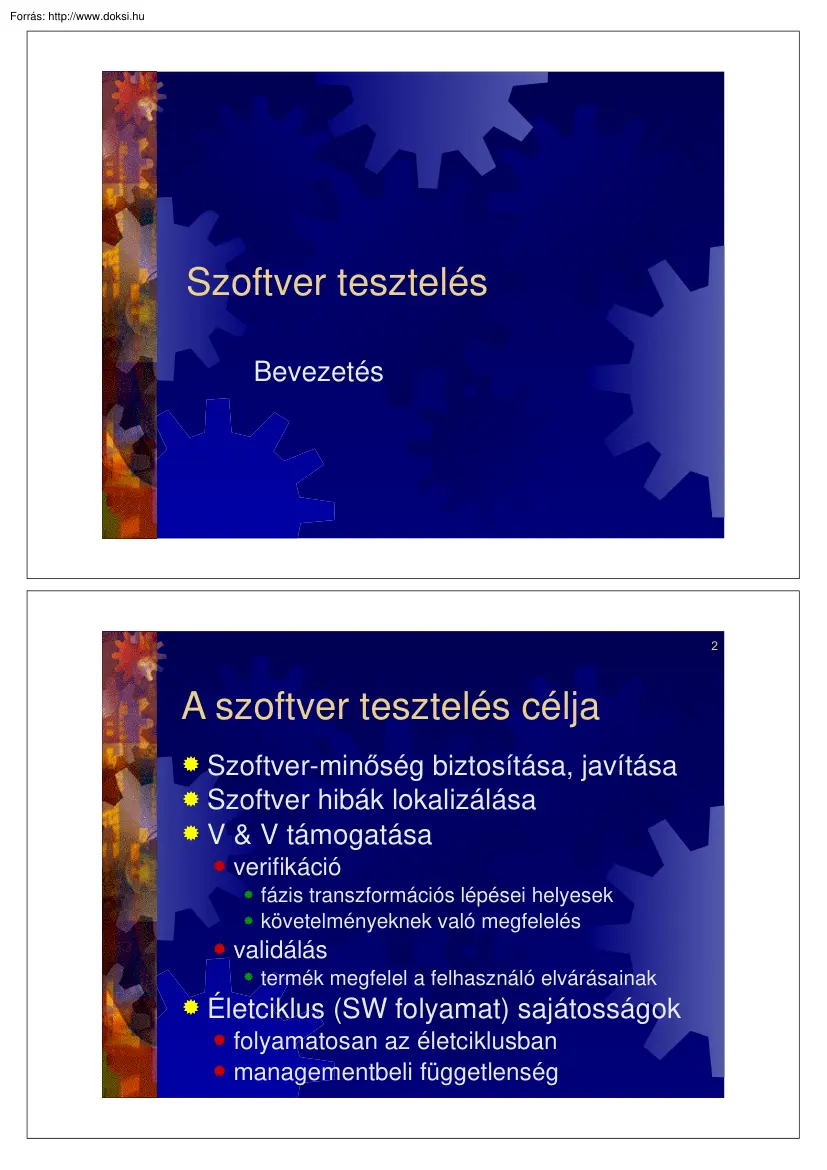 Szoftvertesztelés I