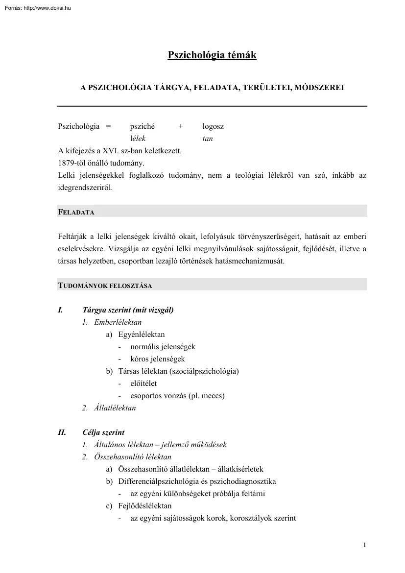 Pszichológia témák