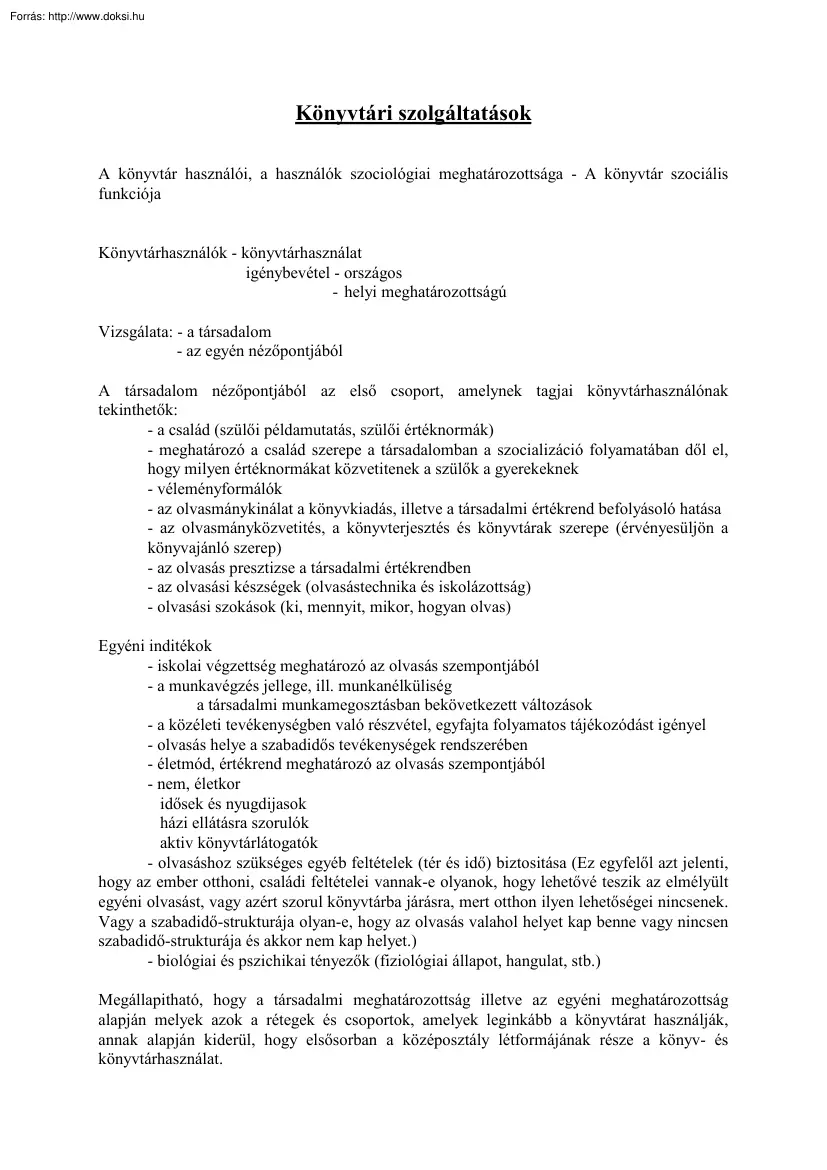 Könyvtári szolgáltatások