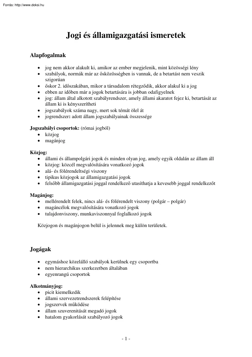 BMF Jogi és államigazgatási ismeretek tételek, 2005