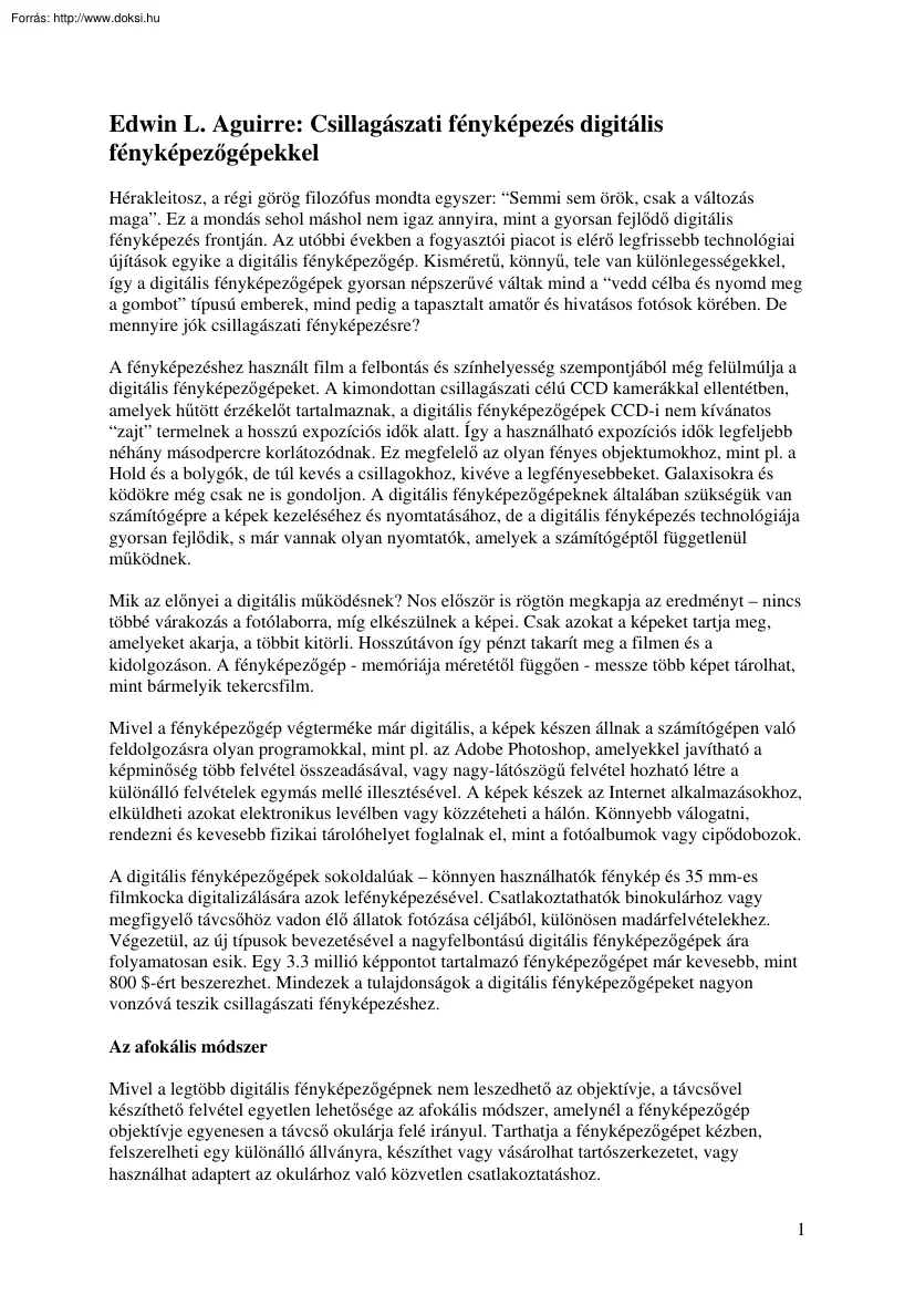 Edwin L. Aguirre - Csillagászati fényképezés digitális fényképezőgépekkel