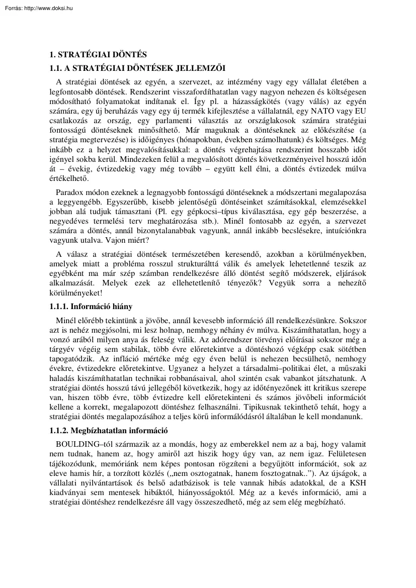 A stratégiai döntésről