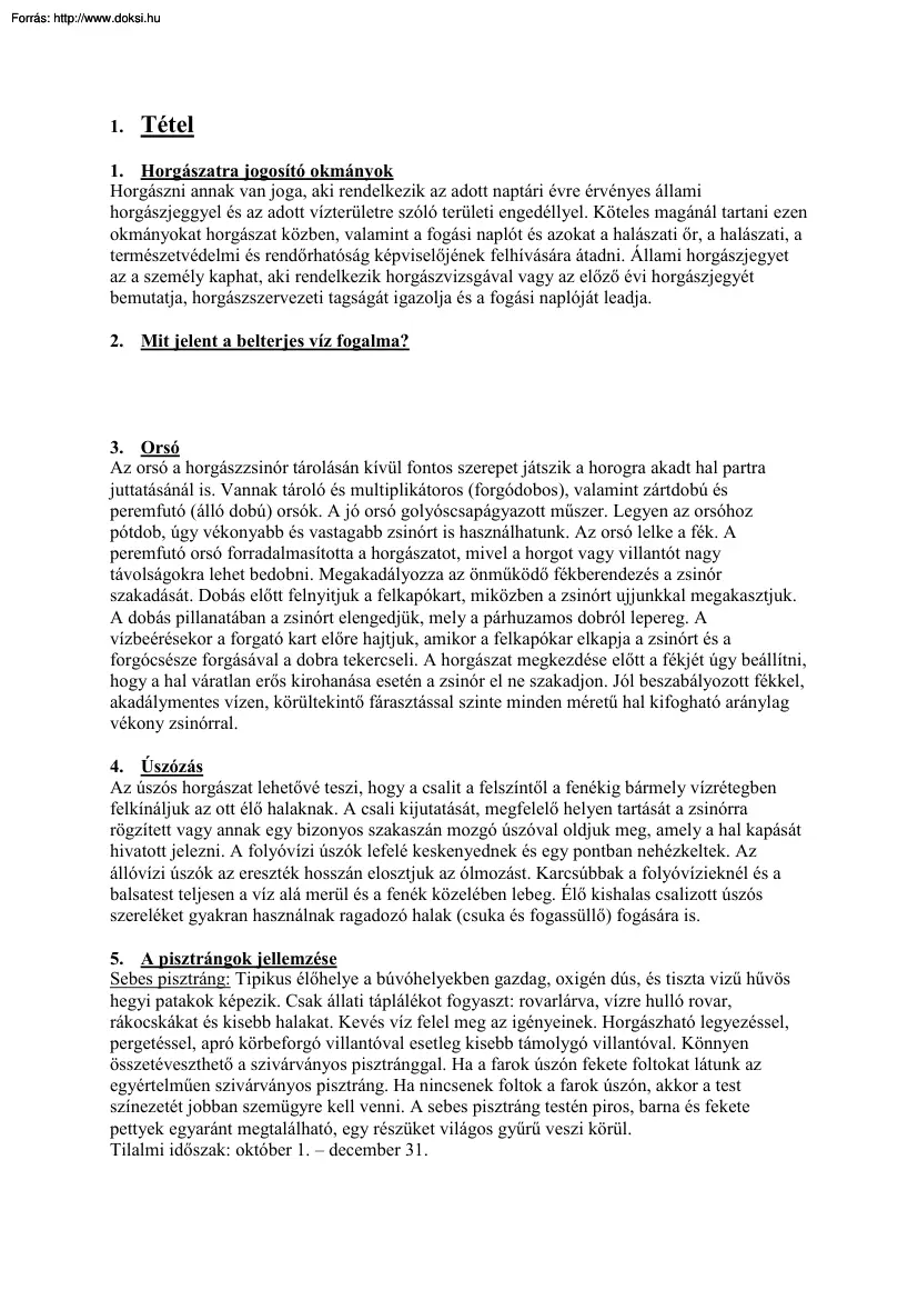 Általános horgászati ismeretek