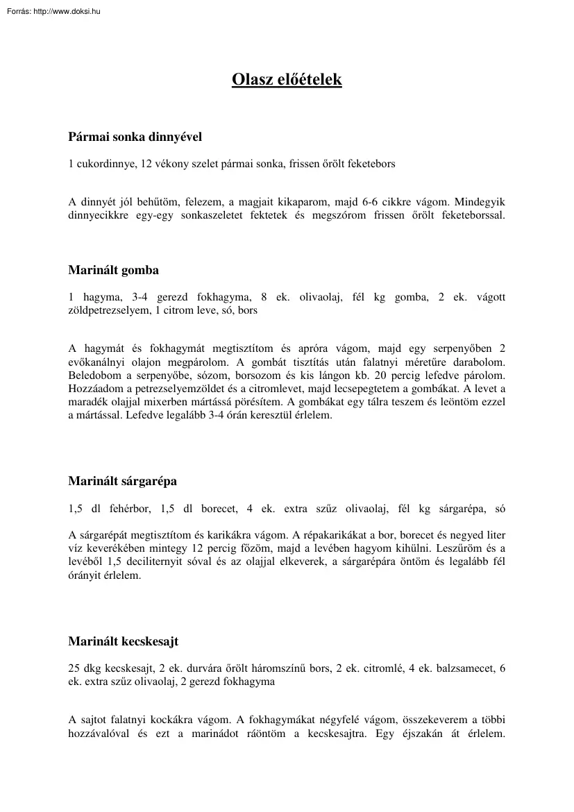 Olasz előételek