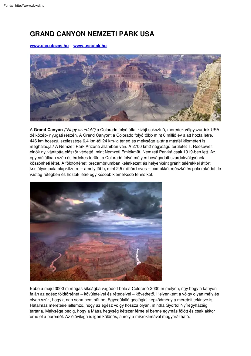 Grand Canyon Nemzeti Park USA