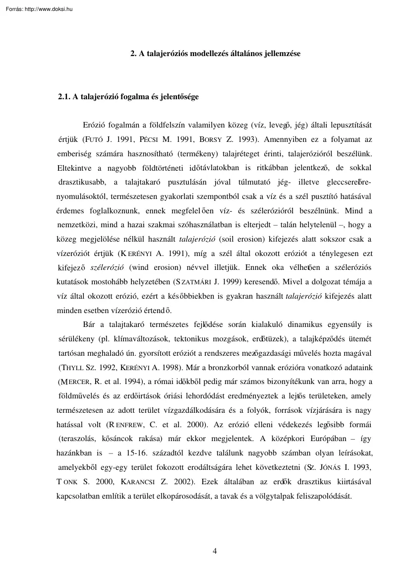 Barta Károly - A talajeróziós modellezés általános jellemzése