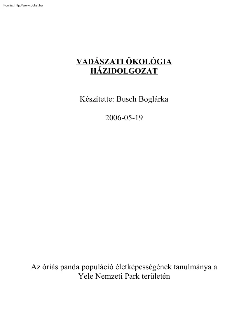 Busch Boglárka - Vadászati ökológia