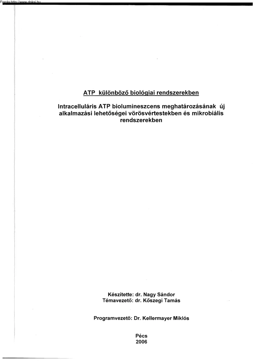 dr. Nagy Sándor - ATP különböző biológiai rendszerekben