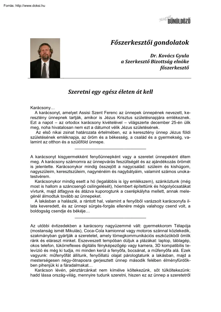 Dr. Kovács Gyula - Szeretni egy egész életen át kell