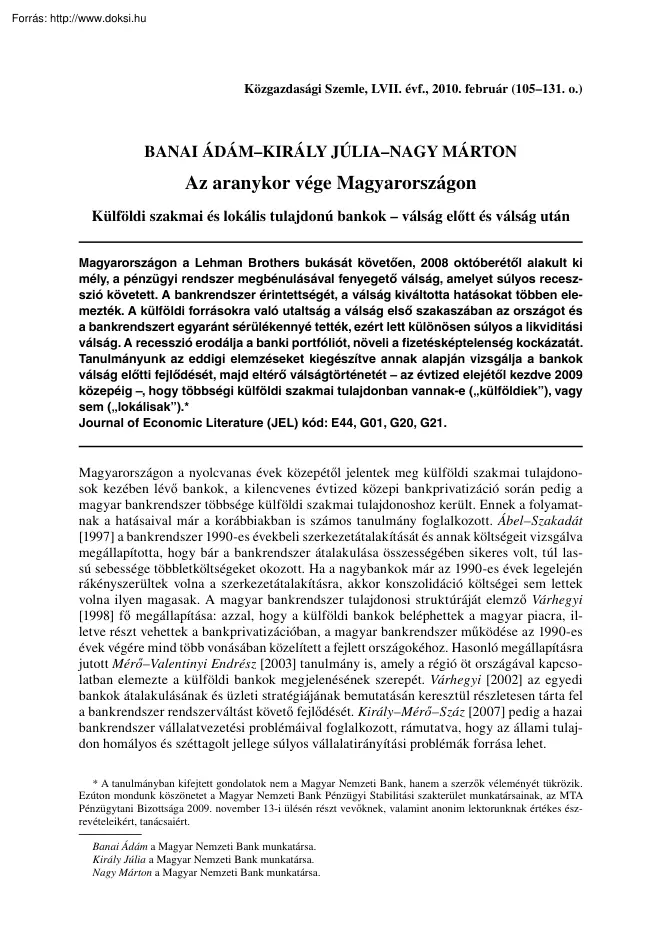 Banai-Király-Nagy - Az aranykor vége Magyarországon