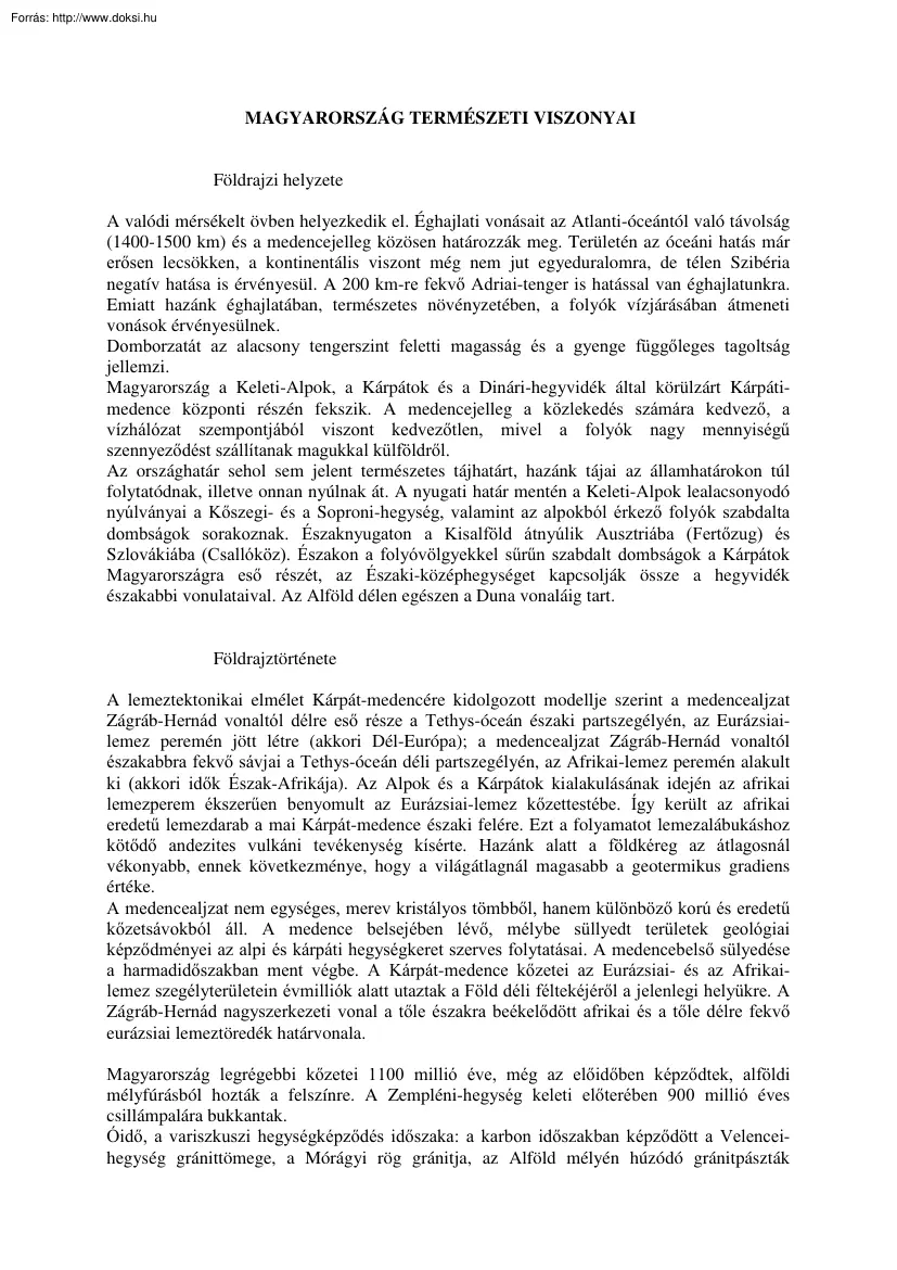 Magyarország természeti viszonyai