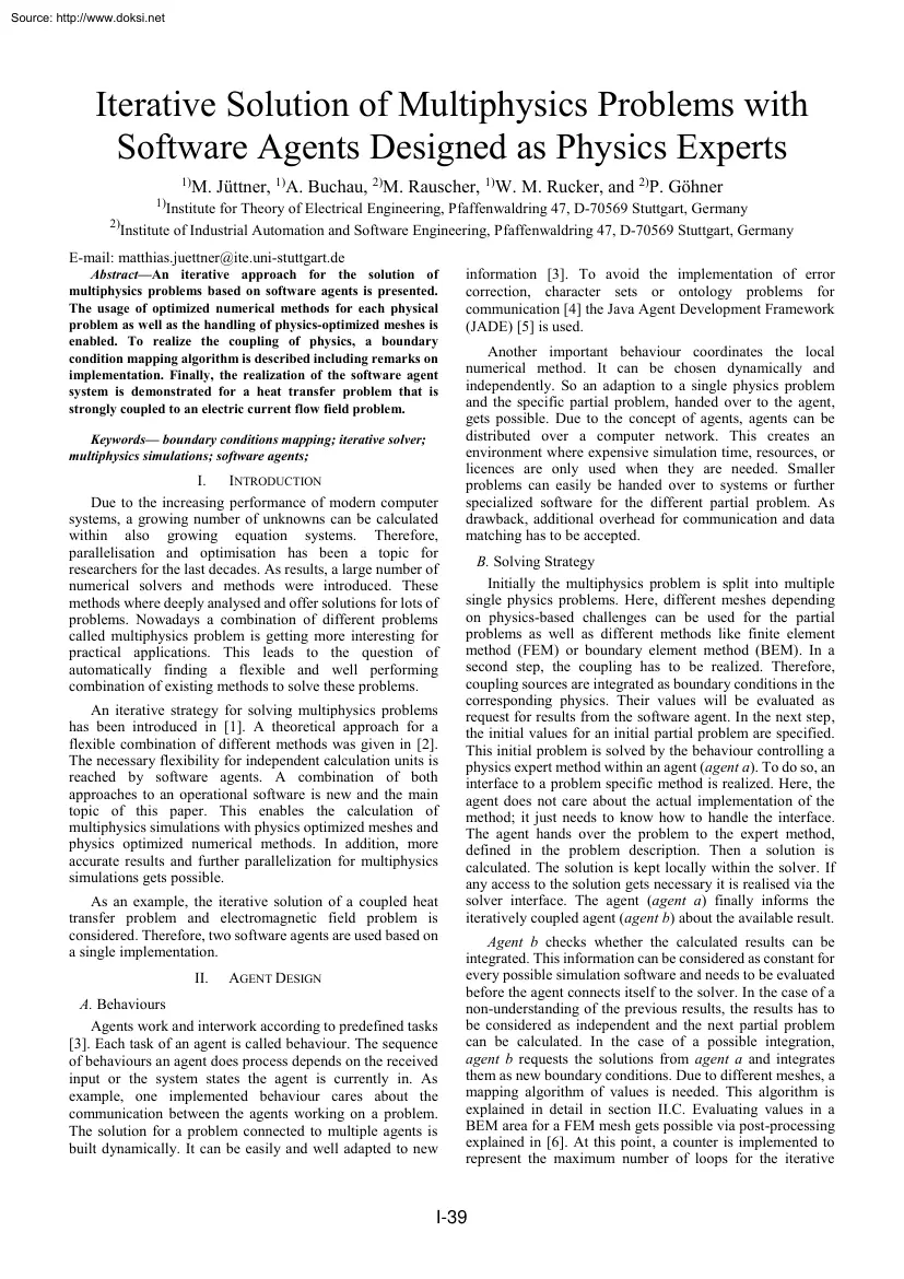 Jüttner-Buchau-Rauscher - Iterative Solution of Multiphysics Problems with Software Agents
